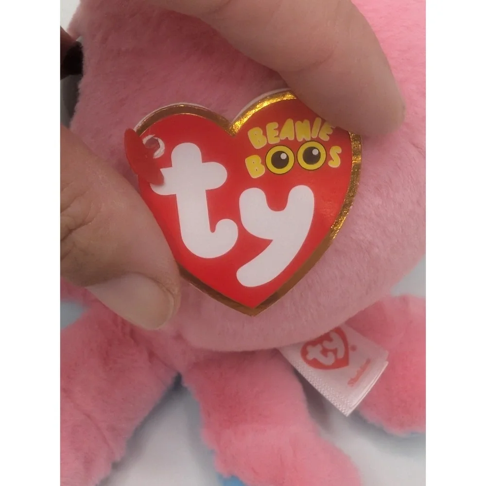 TY Beanie Boos Pink Octopus Plush Stuffed Animal Blue Eyes 6